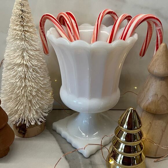 Other - Vintage fluted milk glass pedestal vase